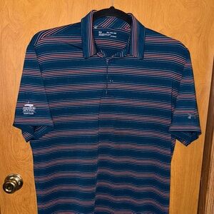 Under Armour Polo Shirt 2XL Loose Dark Teal Stripe Greensboro National Golf Club
